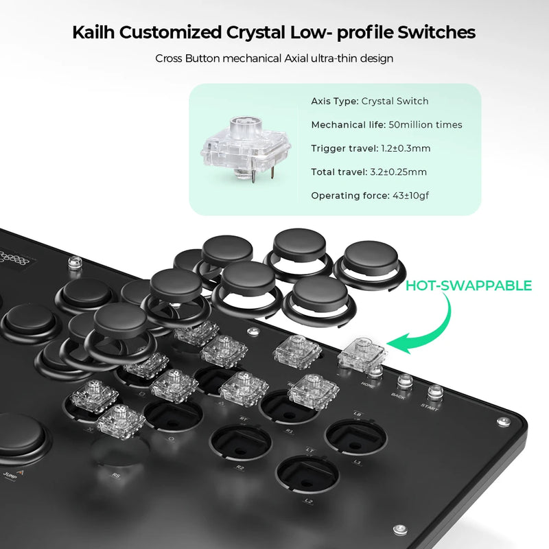 Haute42 FightStick Joystick Arcade Hitbox Button Rim Leverless Controller For PC/PS4/PS5/Switch Control Arcade Stick Controller