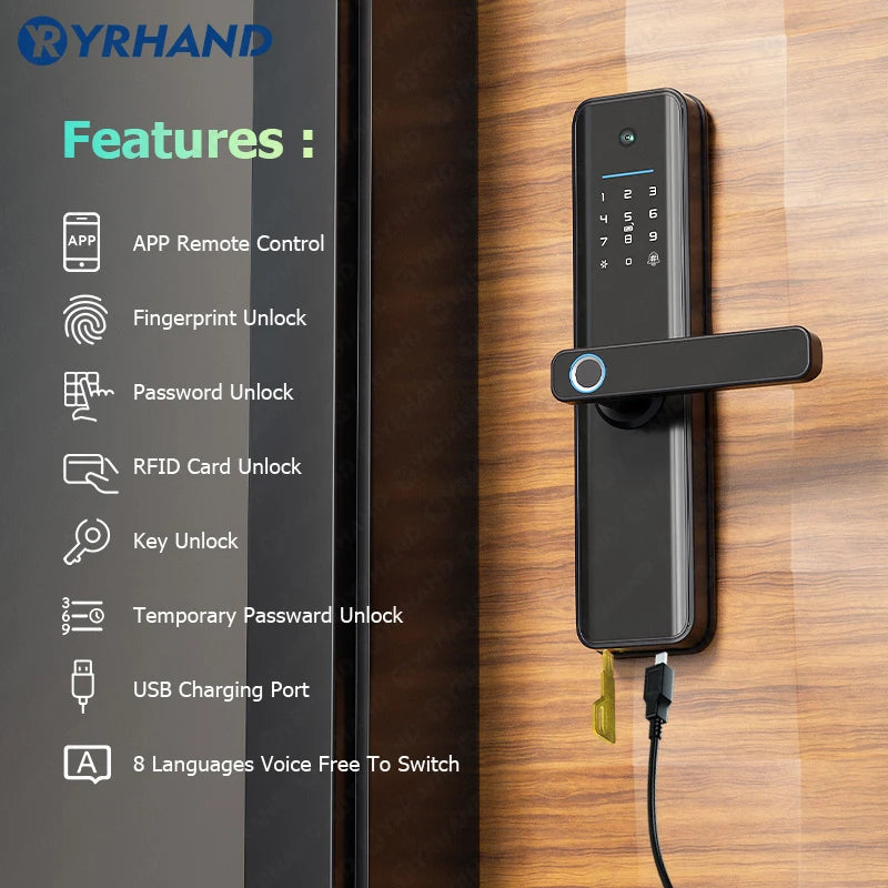 YRHAND Tuya wifi Smart Castle fechadura waterproof eletronica biometria Digital Electronic fingerprint Tuya Smart Door lock