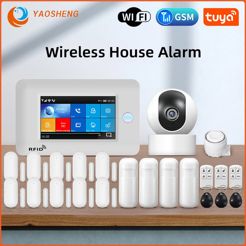 TUYA WIFI GSM Wireless Burglar Home Security Alarm System Smart life With IP Carema Compatible With Alexa And Google