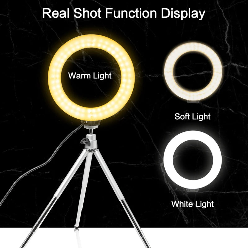 6 inch LED Photography Video Light Panel RGB Filters Lighting Photo Studio Lamp Kit For Shoot Live Streaming Ring Light Tripod