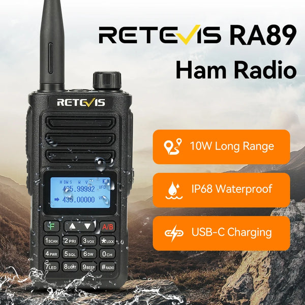 Retevis RA89 10W Walkie Talkie Long Range Communication Radio Walkie-talkie Ham Two-way Radio Communicator FM VHF UHF Waterproof