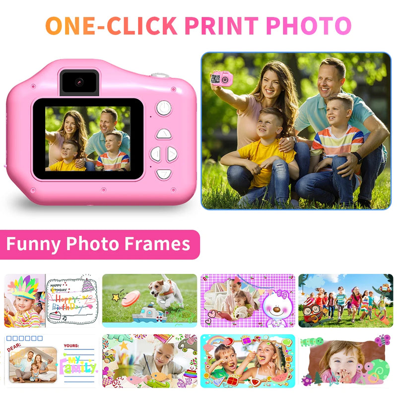 Selfie Children Instant Printing Camera 1080P Video HD Screen Child Camera Girls Boys Brithday Gift For 4-12 Years Kids