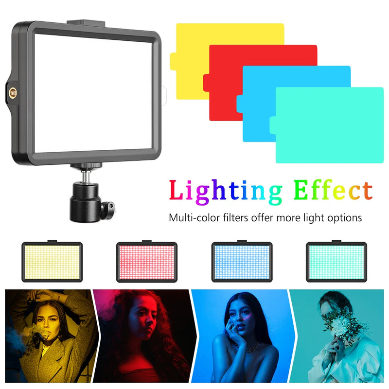 6 inch LED Photography Video Light Panel RGB Filters Lighting Photo Studio Lamp Kit For Shoot Live Streaming Ring Light Tripod