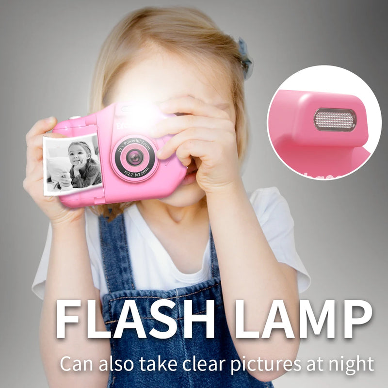 Selfie Children Instant Printing Camera 1080P Video HD Screen Child Camera Girls Boys Brithday Gift For 4-12 Years Kids