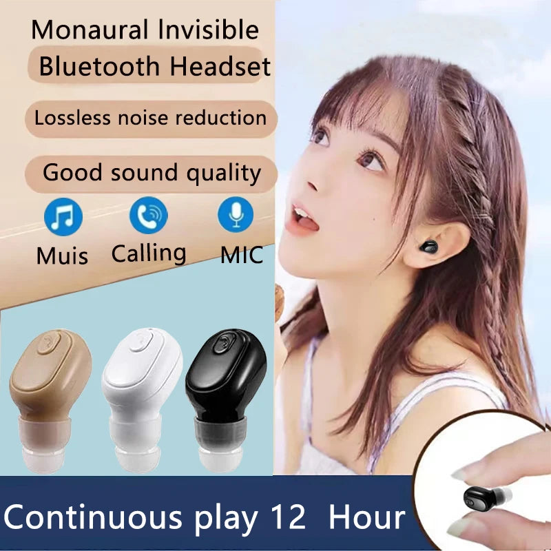 Invisible Bluetooth Earphones, In-ear Wireless Mini Bluetooth Speakers, Invisible Game Sports Physical Noise Reduction Single Ea