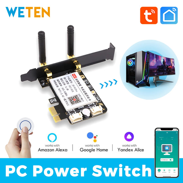 Tuya Wifi Computer Power Reset Switch USB PCIe Card 433 RF Remote PC Power Button, APP Voice Control with Alexa Google Home