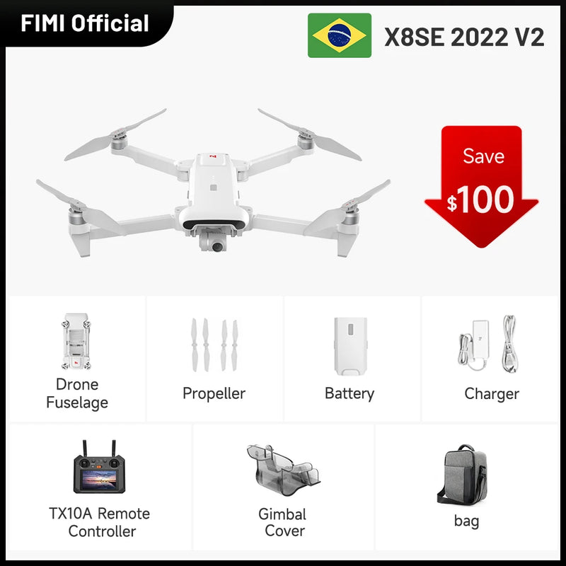 FIMI X8 SE 2022 4k Camera drones 3-axis Gimbal drone 4k professional 2023 10km flight range 1/2 48MP CMOS Sensor fimi x8 se dron