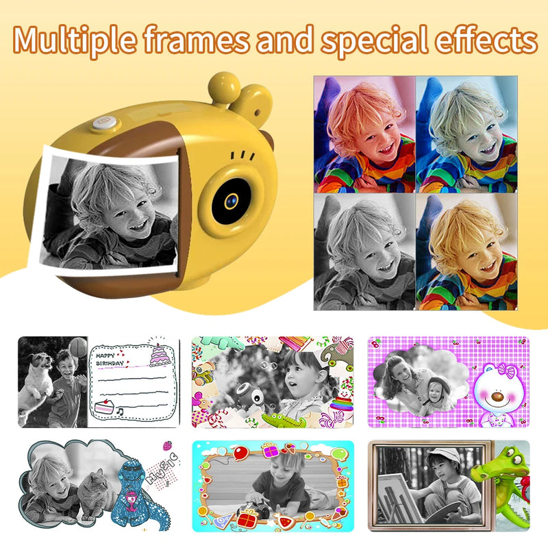 Children's Snap Instant Printing Camera Kids Portable Digital Creative Print Cameras for Boys Girls Child Birthday Gift