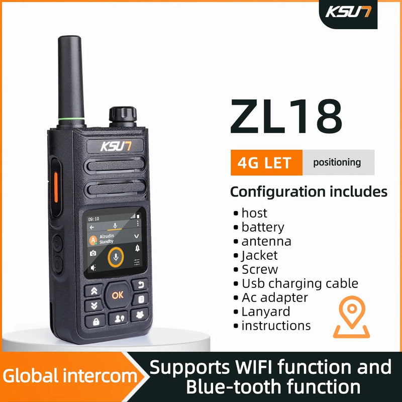 Long Range Walkie Talkie Compatible Zello APP WiFi Network Cell Phone Radio 100 Miles Professional Walkie Talkie KSW-ZL18