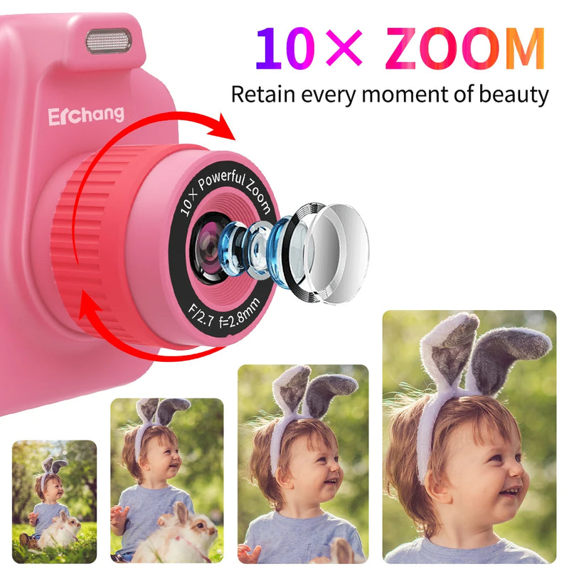 Selfie Children Instant Printing Camera 1080P Video HD Screen Child Camera Girls Boys Brithday Gift For 4-12 Years Kids