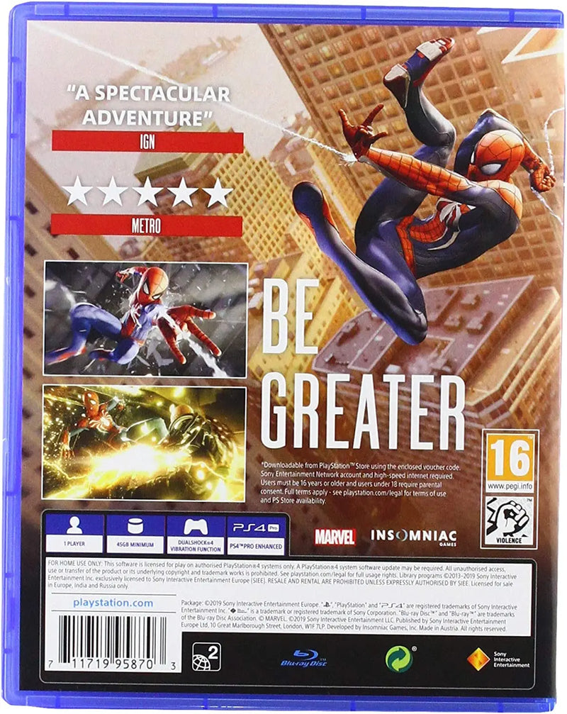 Marvel's SpiderMan Game Of The Year Edition PS4 Spiderman PS4 Playstation Game Blueray Disc