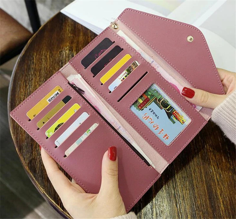 Brand Designer Short Coin Cluth Purses Leather Long Wallets Women's Luxury Female Phone Wallet Mini Credit Card Holder Money Bag