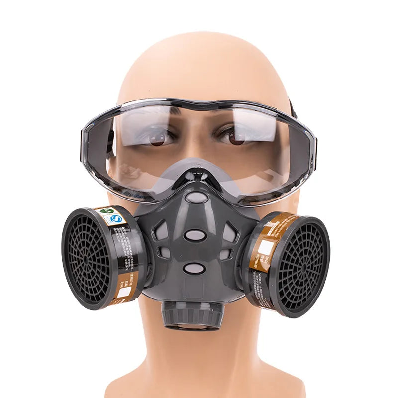 Full Face Respirator With Safety Glasses Spray Paint Chemical Pesticide Anti-Dust Gas Mask With Filter Formaldehyde protection