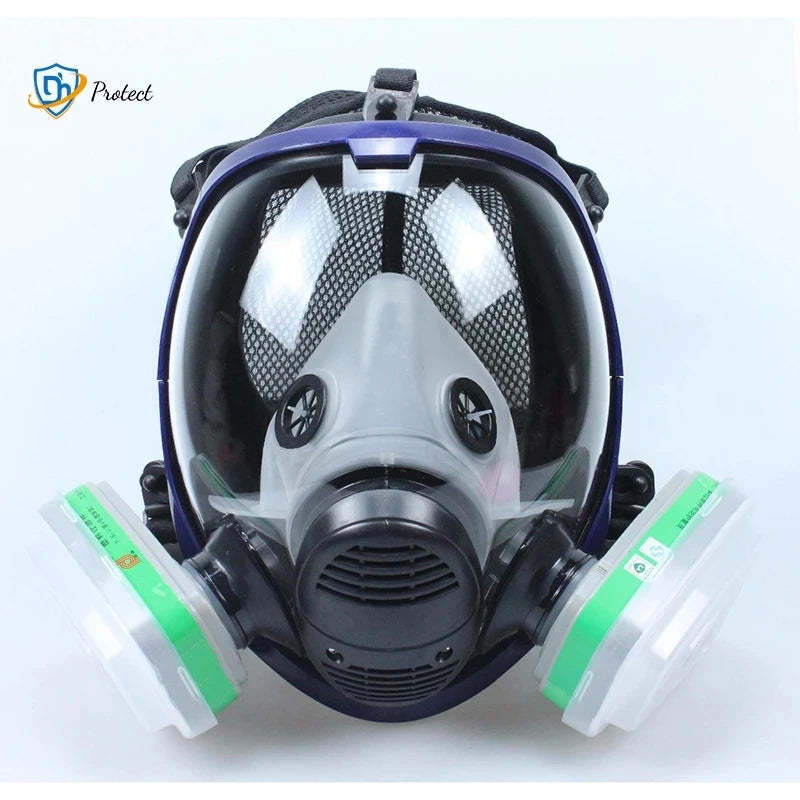 6800 Dust/Gas Mask With Filters Cottons Full Face Respirator For Spray Paint Coating Chemical Industry Welding Anti-Fog Reusable