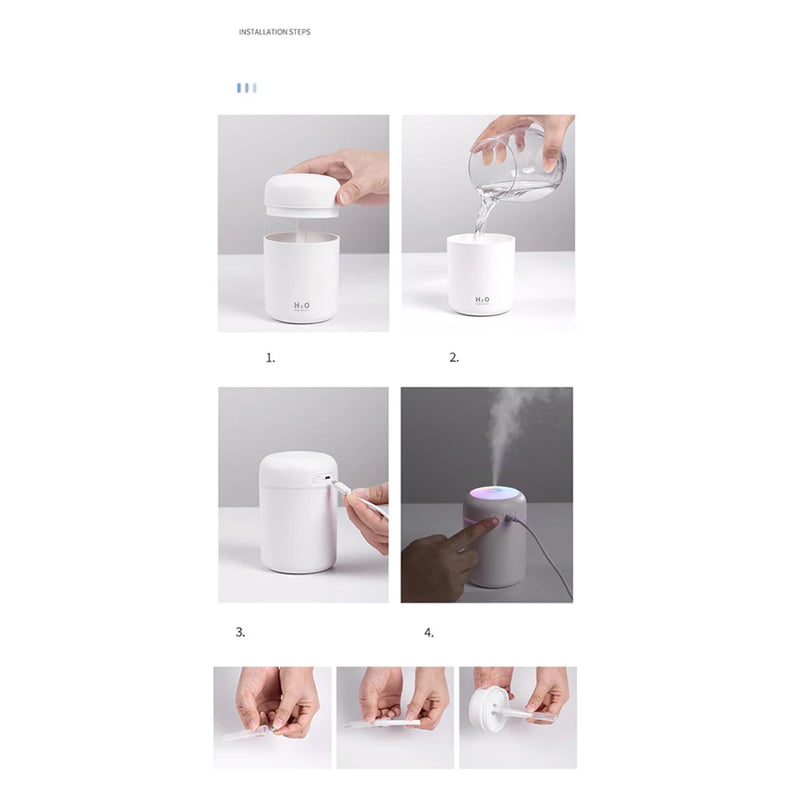 200/300ML Portable Air Humidifier Aroma Essential Oil Diffuser Mini Mute Humidifier With Night Light Car Air Humidifier for Home