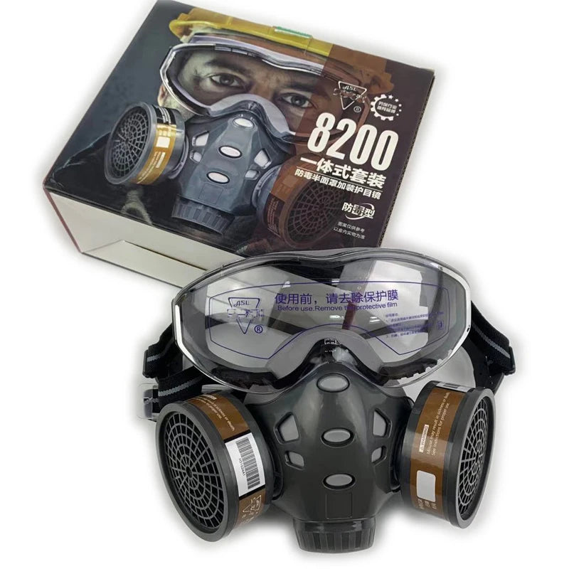 Anti-Dust Respirator Face Gas Mask With Safety Goggles With Active Carbon Filters Spray Paint Chemical Formaldehyde Protection