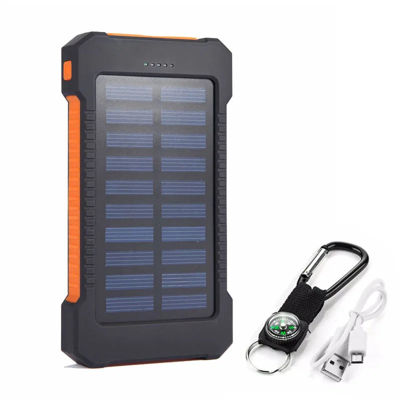 10000mAh Portable External Battery Solar Power Bank Double USB Fast Charging Powerbank Phone Charger For Smart Mobile Phone