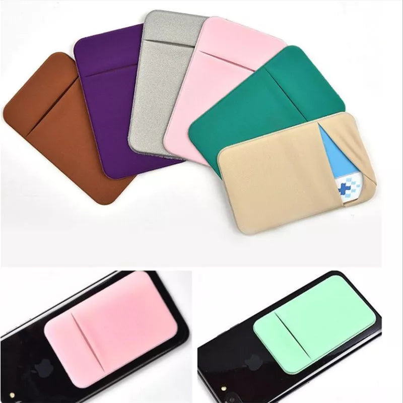 1PC Fashion Elastic Cell Phone Card Holder Mobile Phone Wallet Case Credit ID Card Holder Adhesive Sticker Pocket