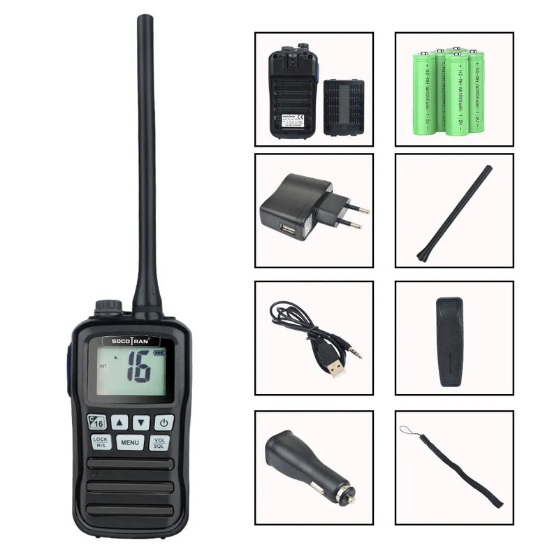 Socotran RS-25M Portable Two way Radio VHF156.000-162.000MHz IP-X7 Waterproof Marine Walkie Talkie w/ INT,USA,CAN Channel Group