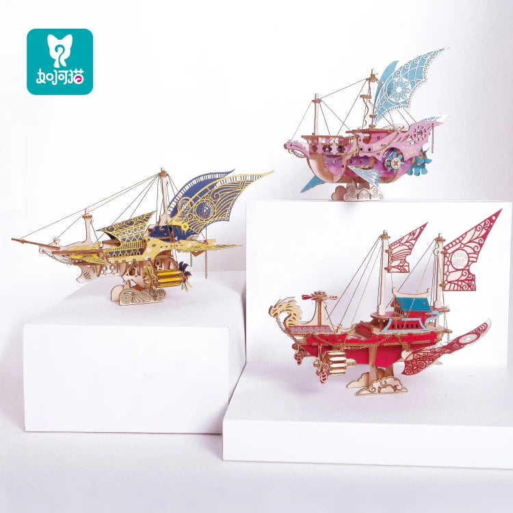 MMZ MODEL 3D Wooden Puzzle Spaceship and warship Games Assembly Model Kits Toys For Children Kids Girls Birthday Gift