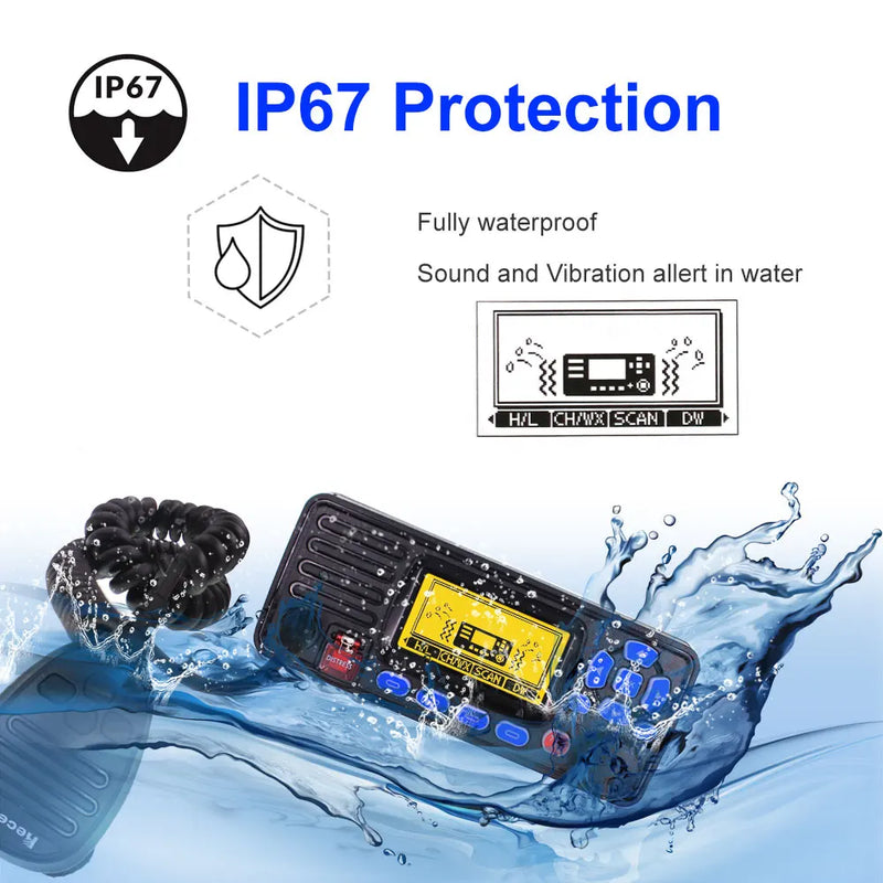 with GPS VHF Fixed Marine Radio Recent RS-509MG 25W 156.000-162.000MHz VHF Marine Radio IP67 Mobile Boat Walkie talkie