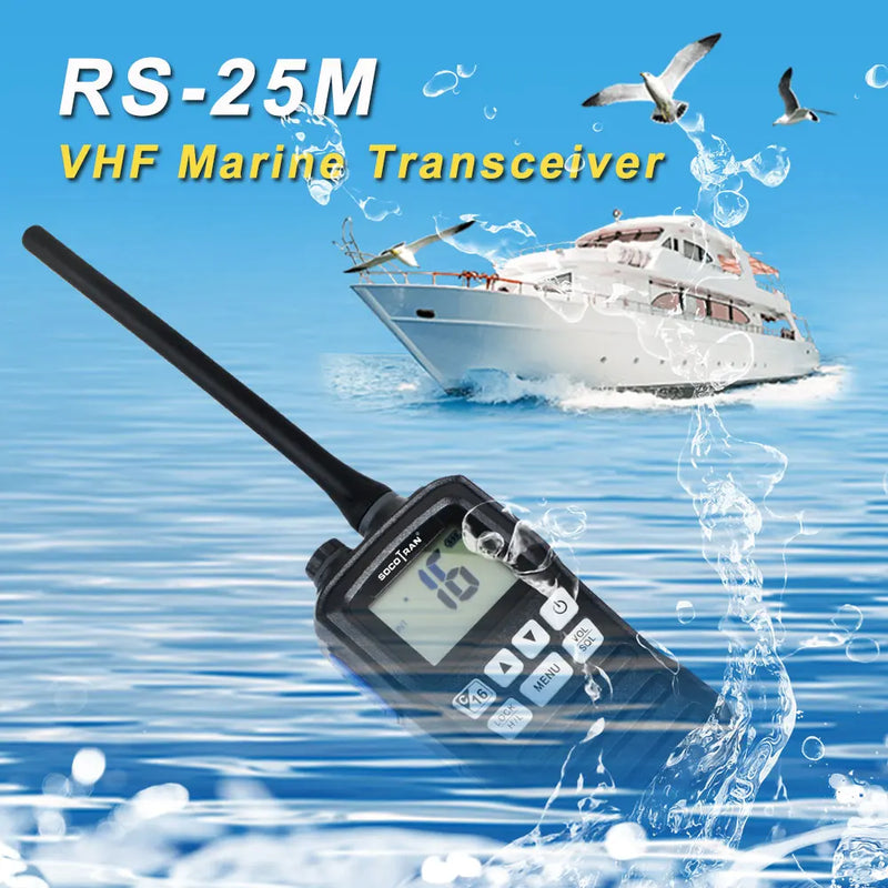 Socotran RS-25M Portable Two way Radio VHF156.000-162.000MHz IP-X7 Waterproof Marine Walkie Talkie w/ INT,USA,CAN Channel Group