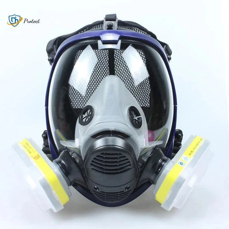 6800 Dust/Gas Mask With Filters Cottons Full Face Respirator For Spray Paint Coating Chemical Industry Welding Anti-Fog Reusable