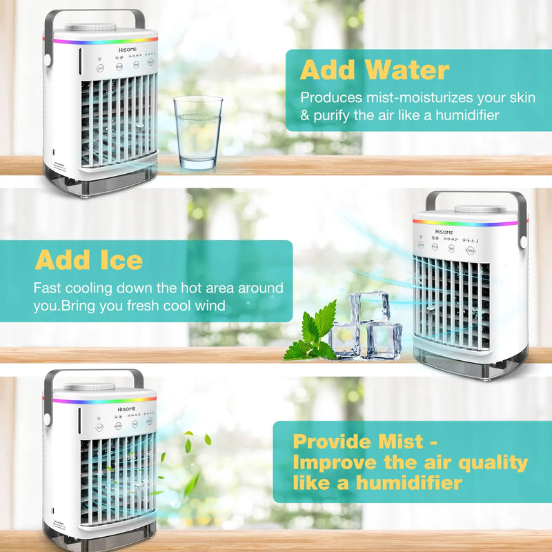 Portable Air Conditioner Home Use Mini Air Cooler Water Cooling Fan USB Desktop Air Humidifier Purifier For Room Office Travel