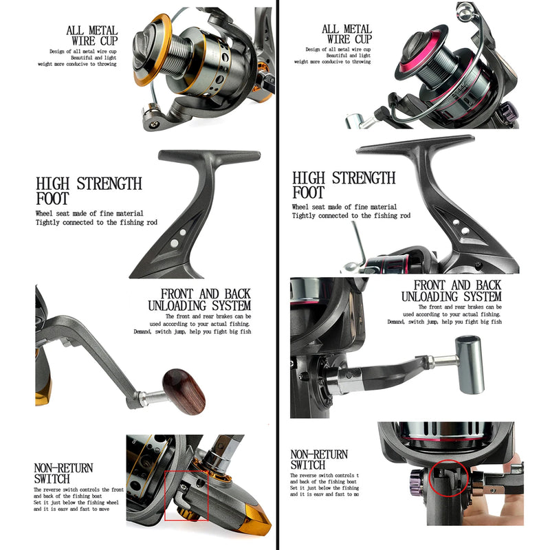 Metal Spool Fishing Reels 5.2:1 High Speed Carp Spinning Reels Saltwater Reel Fishing Accessories