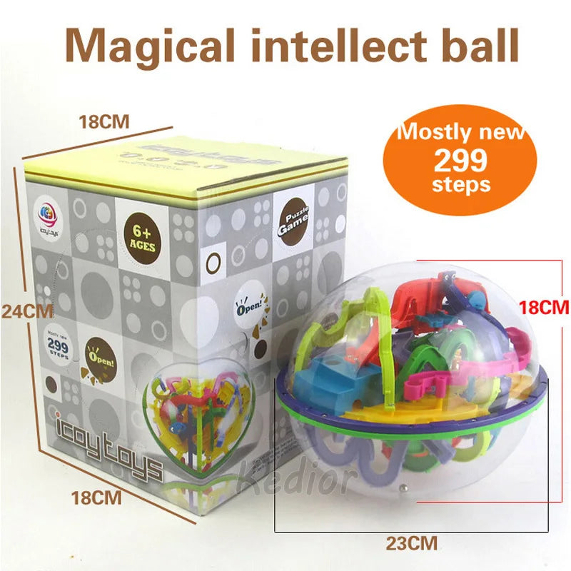 100/208/299 Steps 3D Maze Ball Game Toy Magic Intellect Maze Puzzle toys For Kid's Educational Magic For Christmas School Gift