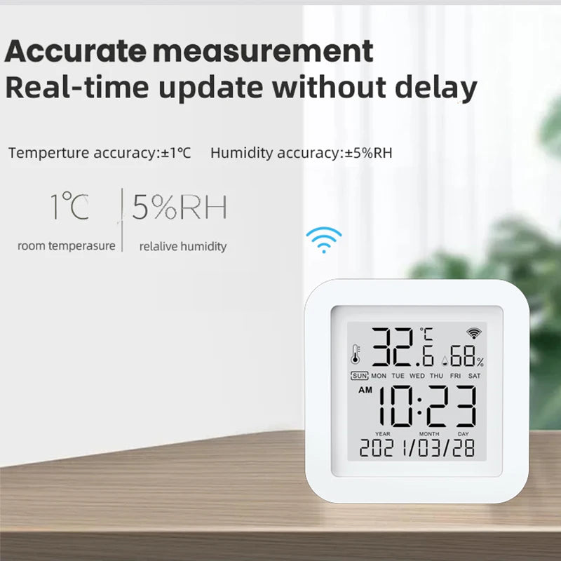 Tuya WIFI Smart Temperature Humidity Sensor Indoor Hygrometer Thermometer With LCD Display Real Time Update USB Power Up