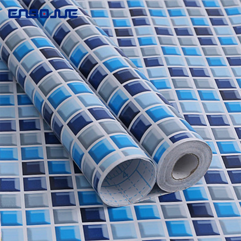 PVC Self-Adhesive Kitchen Oil Proof Film Bathroom Wall Sticker Balcony Waterproof Wallpaper Mosaic Tile Decoracion Hogar Moderno