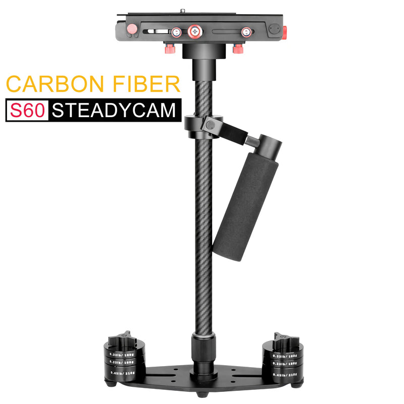 S60 60cm Photo Video Handheld Stabilizer Carbon Fiber Shooting Steadycam DSLR Steadicam for Camcorder Camera DSLR Canon Nikon