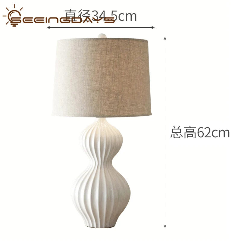 SeeingDays American Style Simple Modern Gourd Shaped Ceramic Table Lamp for Living Room Bedroom Bedside Lamp Home Decor E27 220V