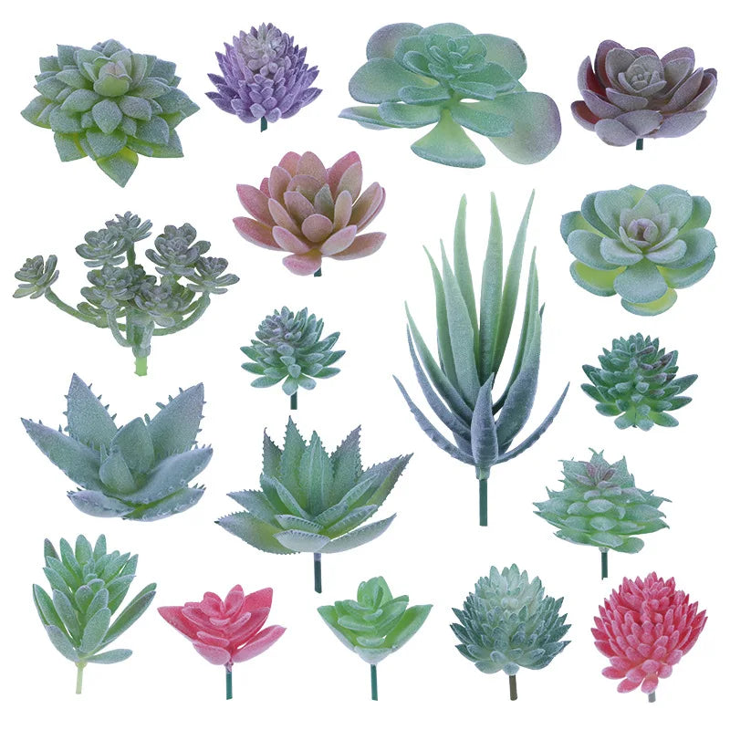 18/20Pcs Flocking Succulent Artificial Plants Fake Mini Lotus For Home Decor 2023 Unpotted Garden Arrange Decoration Accessories