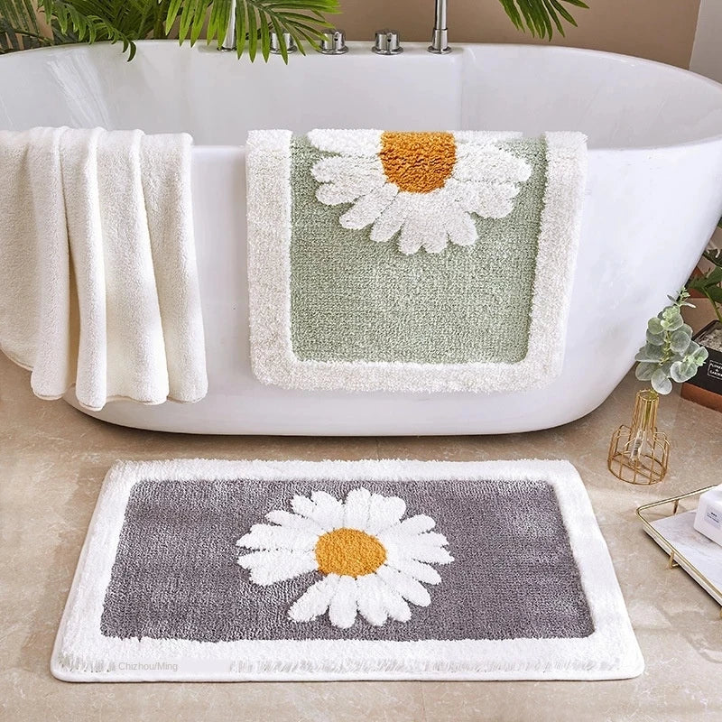 Daisy Entrance Door Mat for Bedroom Living Room Super Absorbent Kitchen Carpets Non-Slip Bathroom Floor Rugs Soft Foot Pad Rug