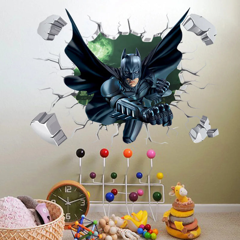 3D Broken Wall Hulk Wall Sticker Children's Room Boys Bedroom Decoration Wallpaper DIY Marvel Cartoon Decal Kids PVC Decor Mural