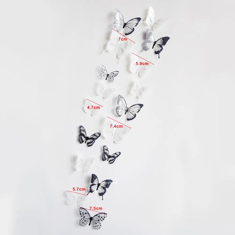 18pcs 3D Crystal Butterfly Stickers Home Decorative Butterflies with Diamond Kids room Living room Bedroom Art DIY Wall Decals