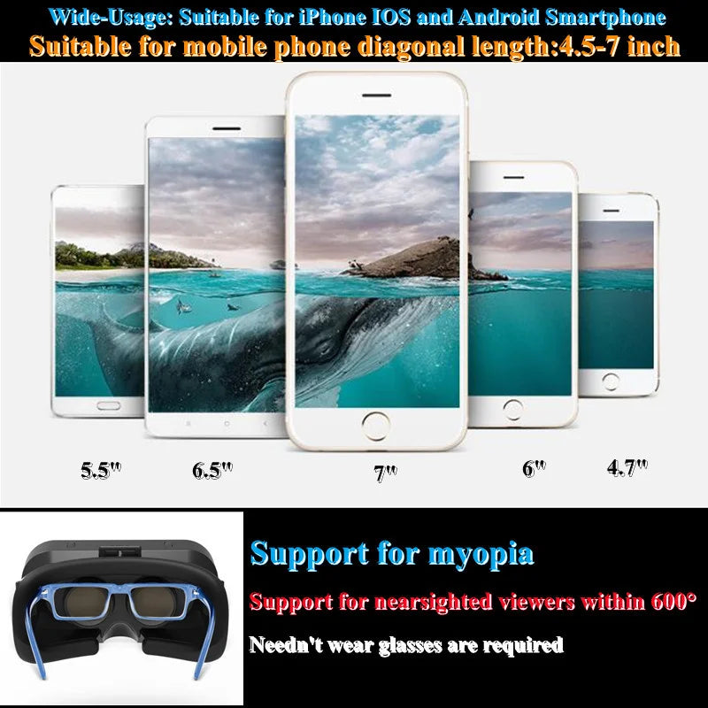 3D Virtual Reality VR Glasses For Phone Mobile Smartphones 7 Inch Headset Helmet With Controllers Game Wirth Real Viar Goggles