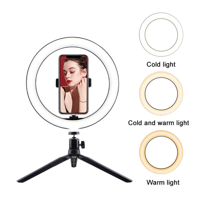 Ring Light 10in 13 in with Tripod Stand & Phone Holder Selfie Ring Light 26cm Fill Light 33cm  Studio Lighting Kit for TikTok