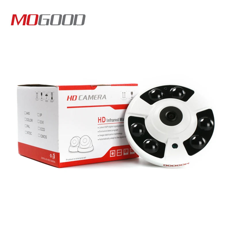 MoGood 2MP 1080P HD AHD/CVI/TVI  360 Degree Wide-Angle Panoramic Camera Monitoring Fisheye Simulated Camera BNC Connector