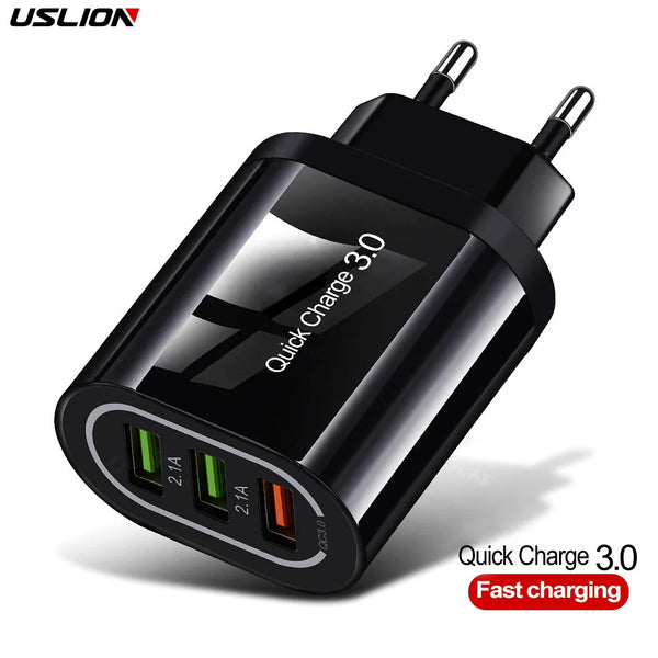 USLION Quick Charge 3.0 USB Phone Charger For Samsung S21 S9 Xiaomi mi 8 Huawei Fast Wall Charging For iPhone 13 8 X XS Max iPad