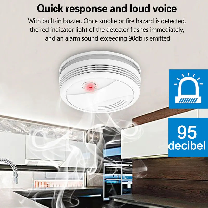 YUPA Tuya WIFI Fire Smoke Detector Security Alarm System For Garden Smoke House Home Office SmartLife APP Control Fire Alarm