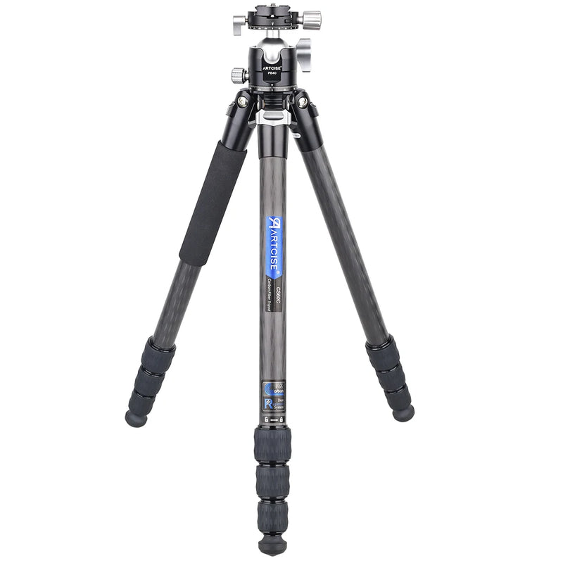 CS60C Professional 10 Layers Carbon Fiber Tripod for DSLR Camera Heavy Duty 40mm Low Profile Ball Head Compact Structure 175cm