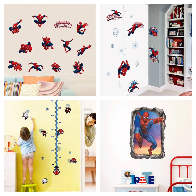 HOT Cartoon Spiderman Wall Stickers For Kid Room Home Decoration 3d Super Hero Avengers Mural Art Boys Decals Anime Movie Poster