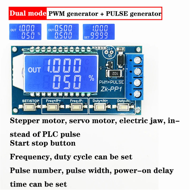 Adjustable PWM Pulse Signal Generator DC 3.3V-30V 1Hz-150KHz LCD Frequency Duty Cycle Square Wave with Anti-reverse Protection