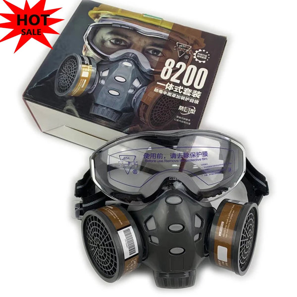 Full Face Respirator With Safety Glasses Spray Paint Chemical Pesticide Anti-Dust Gas Mask With Filter Formaldehyde protection