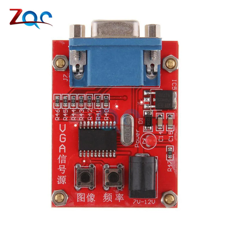 LED Digital VGA Signal Generator Module Tester 15 Different Signals Switch Button Board USB Port 9V Battery DC Plug Output