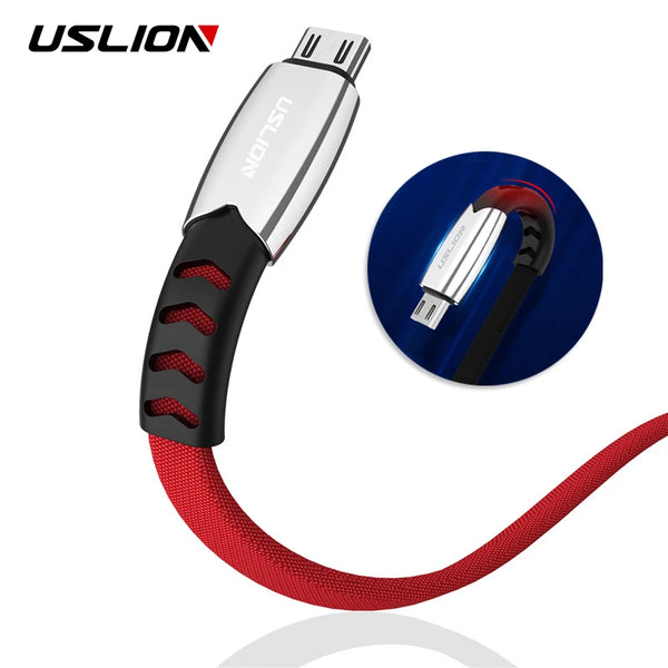 USLION Micro USB Charger Fast Charging Cable For Samsung Xiaomi Micro USB Data Cord Wire for Android Redmi Mobile Phone Cables