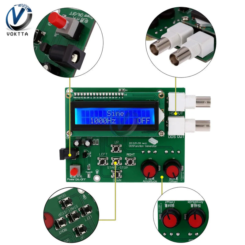 Signal Generator Pulse Frequency DDS Function Signal Generator DIY Kit Module 1Hz-65534Hz Syntezator with LCD Display